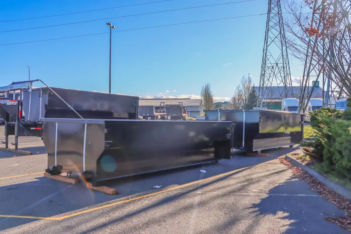 Roll-off dumpster ready for waste disposal at job site for Cleanout Dumpster Rental in Parkwood